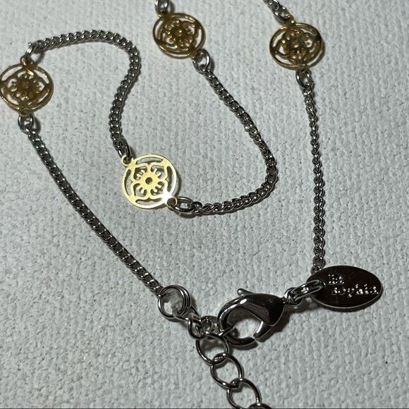 Lia Sophia silver and gold medallion ankle bracelet - Picture 4 of 6